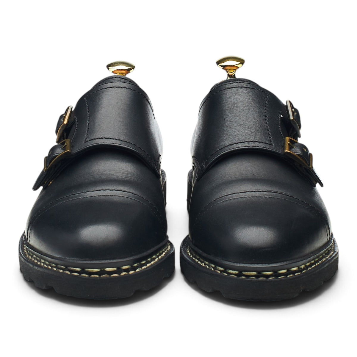 'William' Black Leather Double Monk Strap UK 7.5
