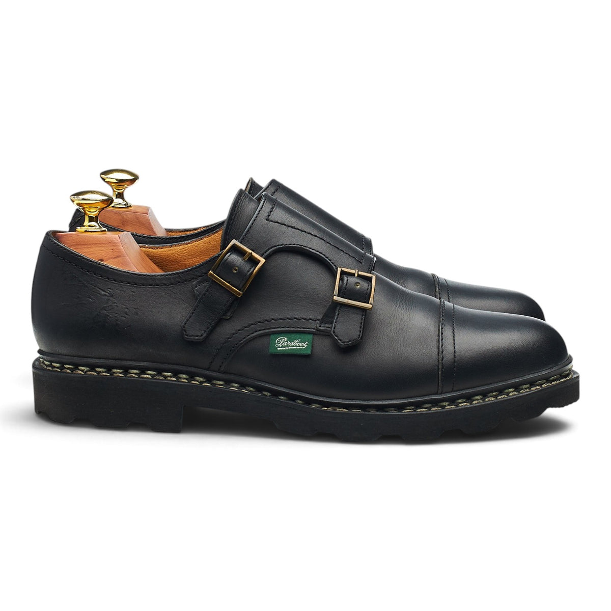 'William' Black Leather Double Monk Strap UK 7.5