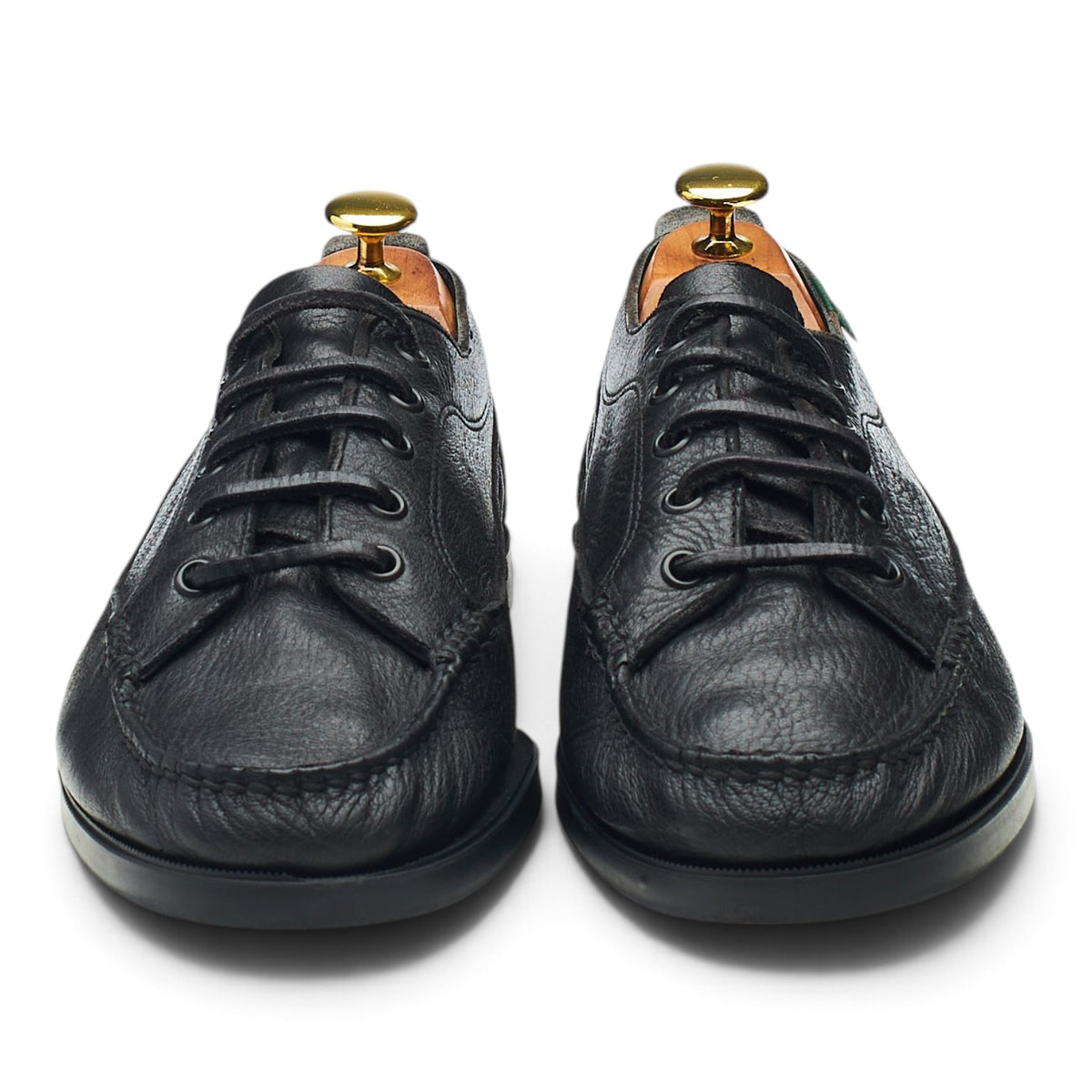 'Malibu' Black Leather Boat Shoes Derby UK 7.5