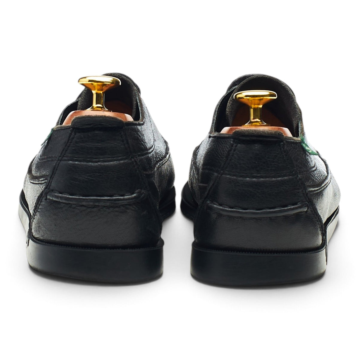 'Malibu' Black Leather Boat Shoes Derby UK 7.5