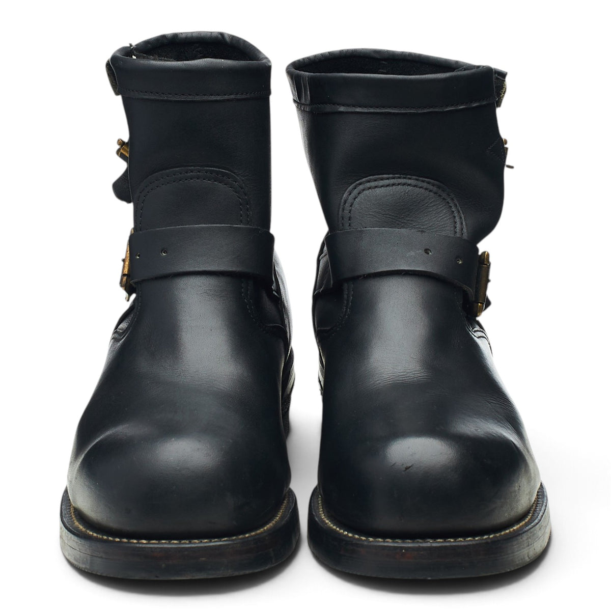 Black Leather Biker Boots UK 10 US 11 D