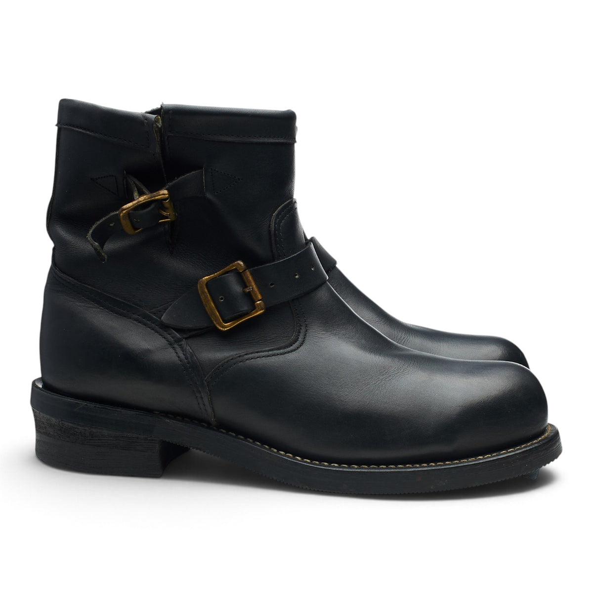 Black Leather Biker Boots UK 10 US 11 D
