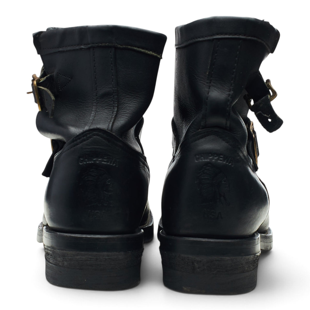 Black Leather Biker Boots UK 10 US 11 D