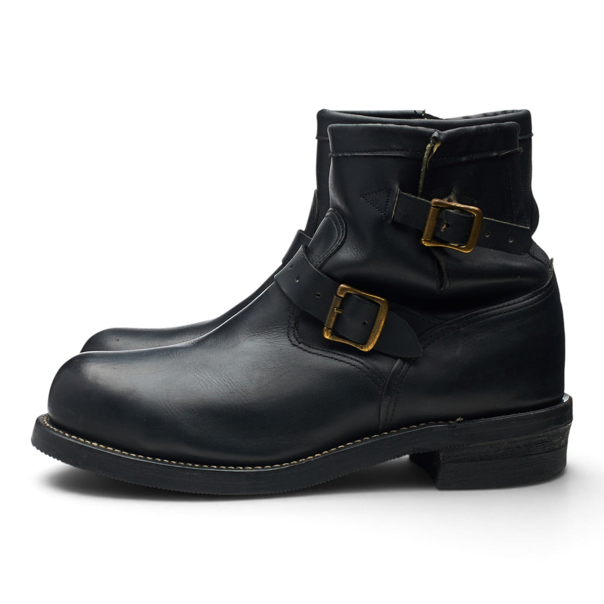Black Leather Biker Boots UK 10 US 11 D