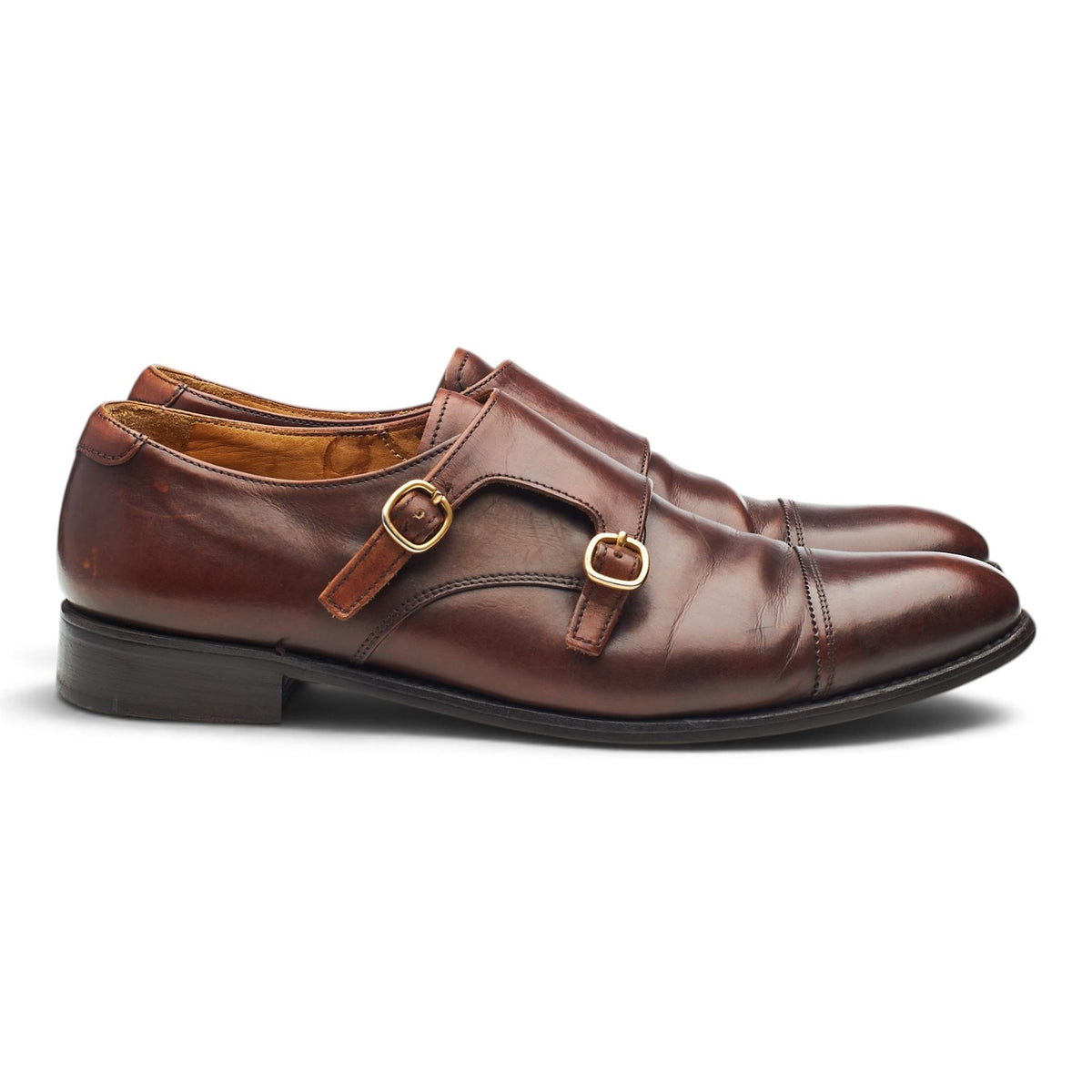 Women's 'Liverpool' Brown Leather Double Monk Strap UK 6.5 EU 39.5