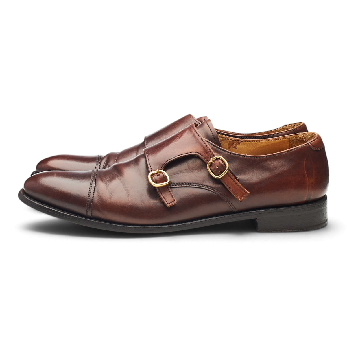 Women's 'Liverpool' Brown Leather Double Monk Strap UK 6.5 EU 39.5