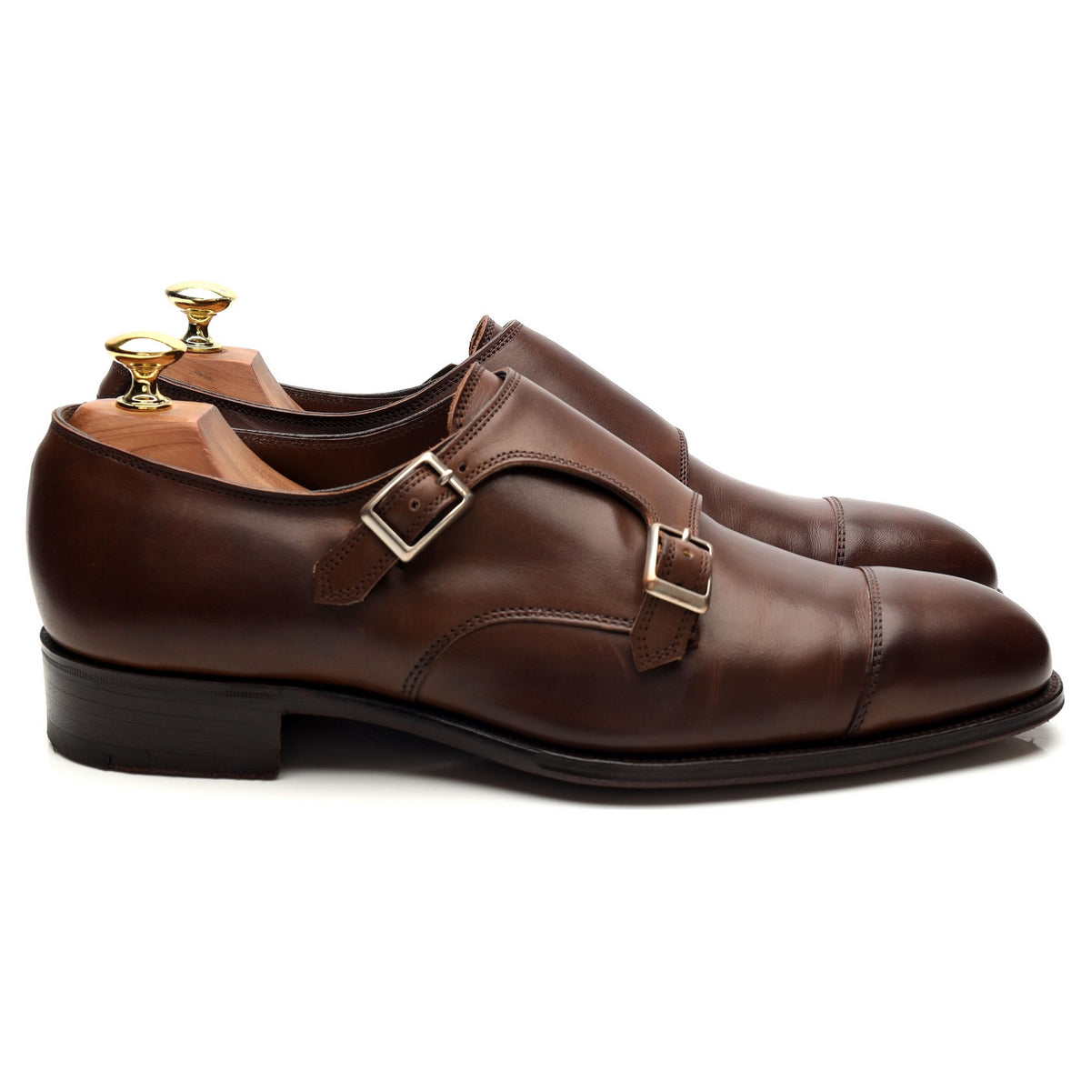 &#39;Ramsey&#39; Brown Leather Double Monk Strap UK 8.5 F