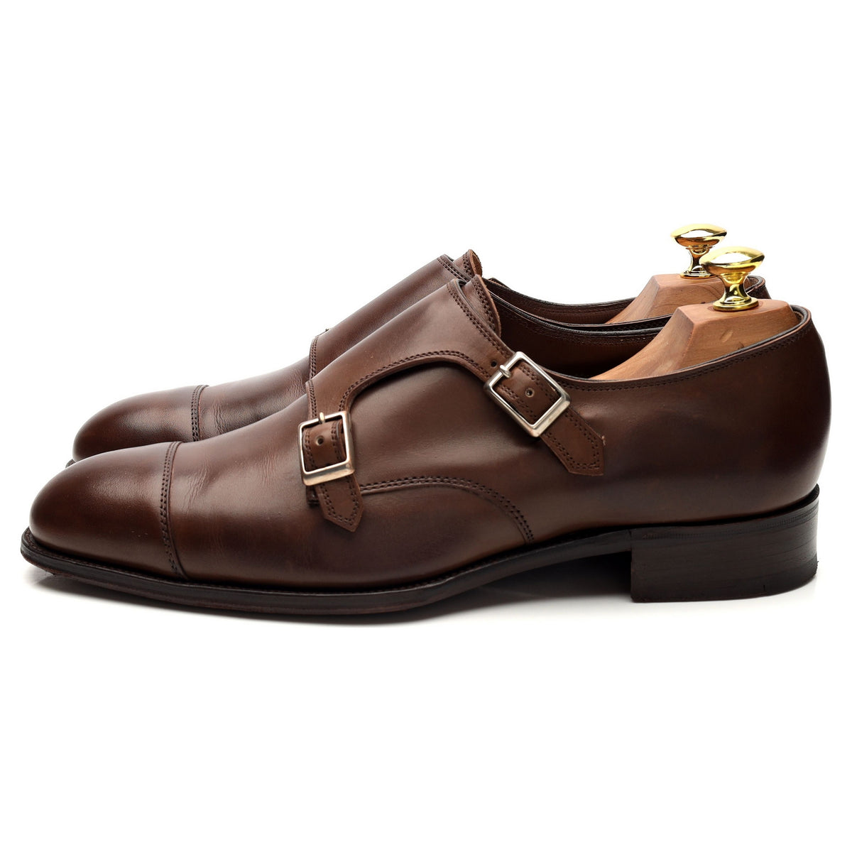 &#39;Ramsey&#39; Brown Leather Double Monk Strap UK 8.5 F