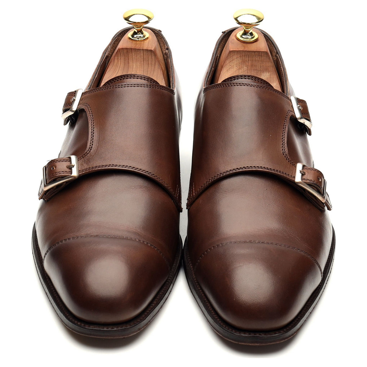 &#39;Ramsey&#39; Brown Leather Double Monk Strap UK 8.5 F