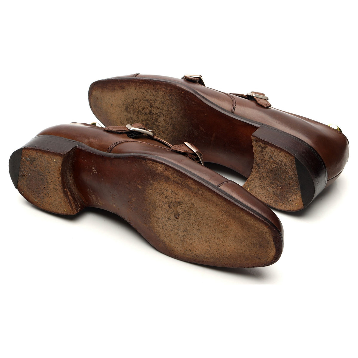 &#39;Ramsey&#39; Brown Leather Double Monk Strap UK 8.5 F