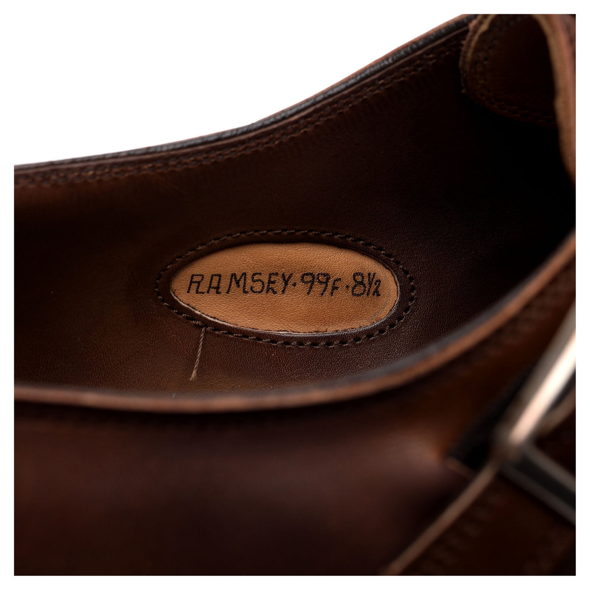 &#39;Ramsey&#39; Brown Leather Double Monk Strap UK 8.5 F