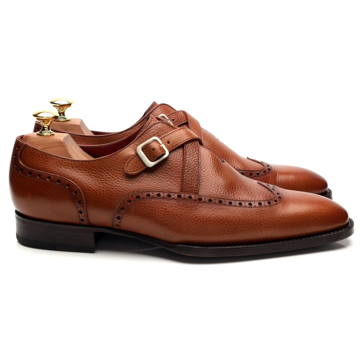 &#39;Romi&#39; Tan Brown Leather Monk Strap UK 8.5