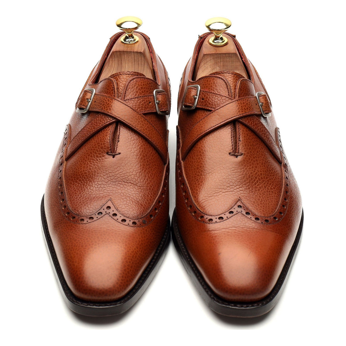 &#39;Romi&#39; Tan Brown Leather Monk Strap UK 8.5