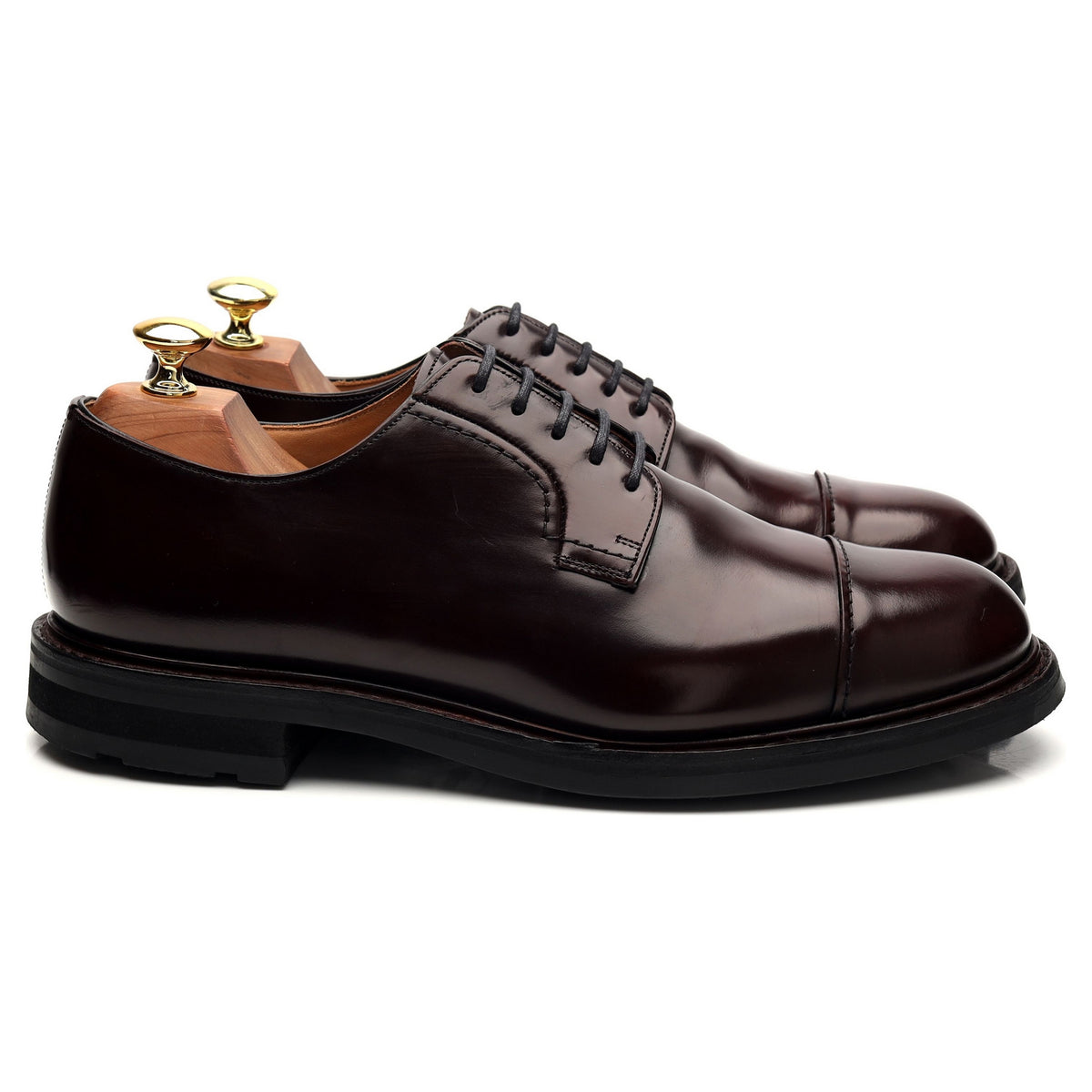 &#39;Wellington&#39; Burgundy Leather Cap Toe Derby UK 8 G