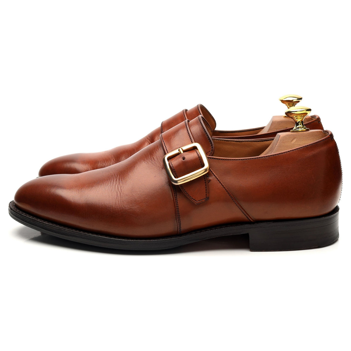 &#39;Westbury&#39; Tan Brown Leather Monk Strap UK 7.5 G