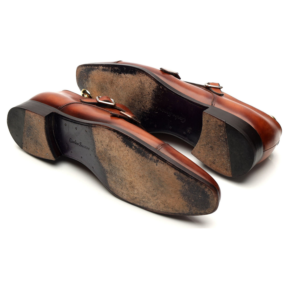 &#39;9287&#39; Tan Brown Leather Double Monk Strap UK 8.5 E