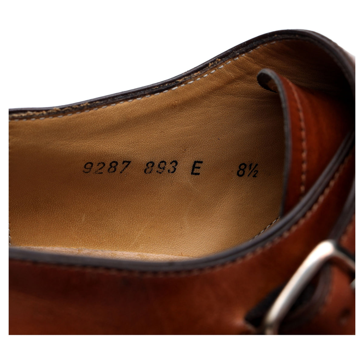 &#39;9287&#39; Tan Brown Leather Double Monk Strap UK 8.5 E