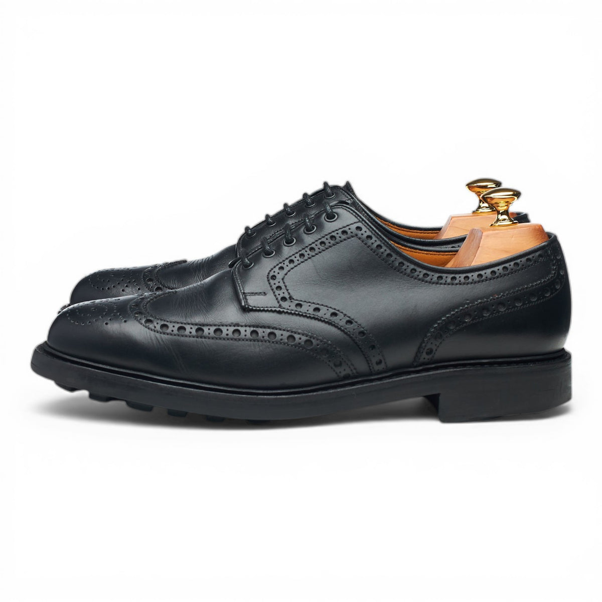 'Warwick' Black Leather Derby Brogues UK 9 F