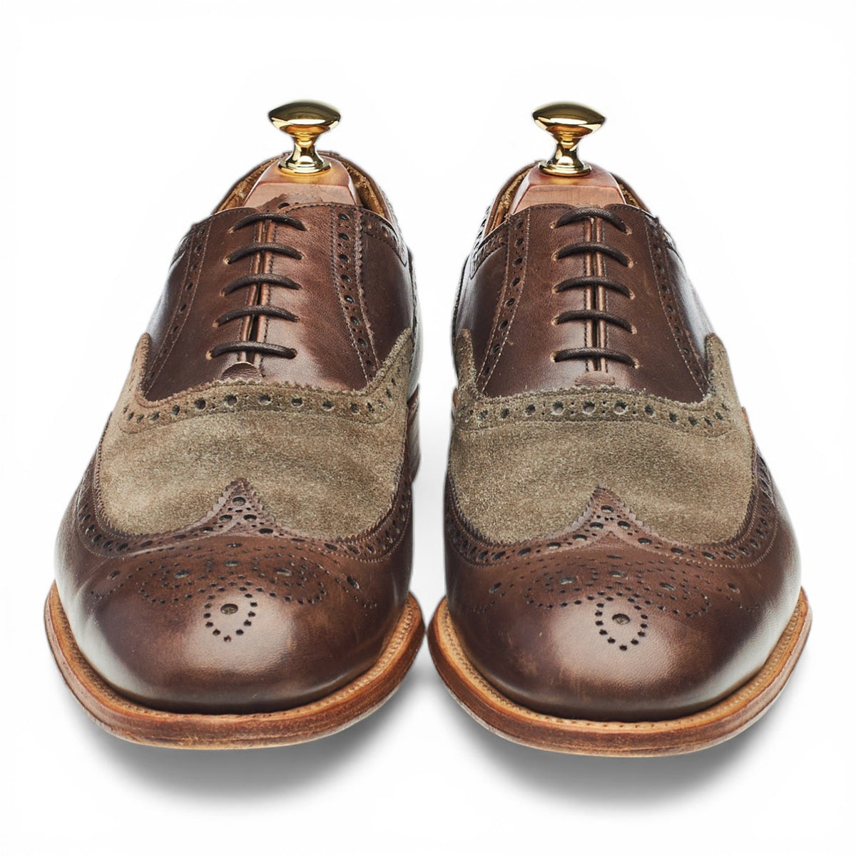 'Cecil' Dark Brown Leather Suede Oxford Brogues UK 9 F