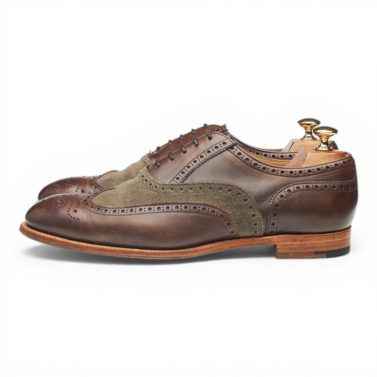 'Cecil' Dark Brown Leather Suede Oxford Brogues UK 9 F