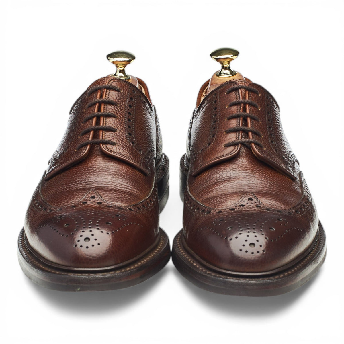 'Pembroke' Dark Brown Grain Leather Derby Brogues UK 7 E