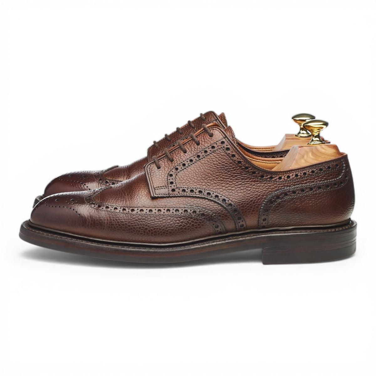 'Pembroke' Dark Brown Grain Leather Derby Brogues UK 7 E