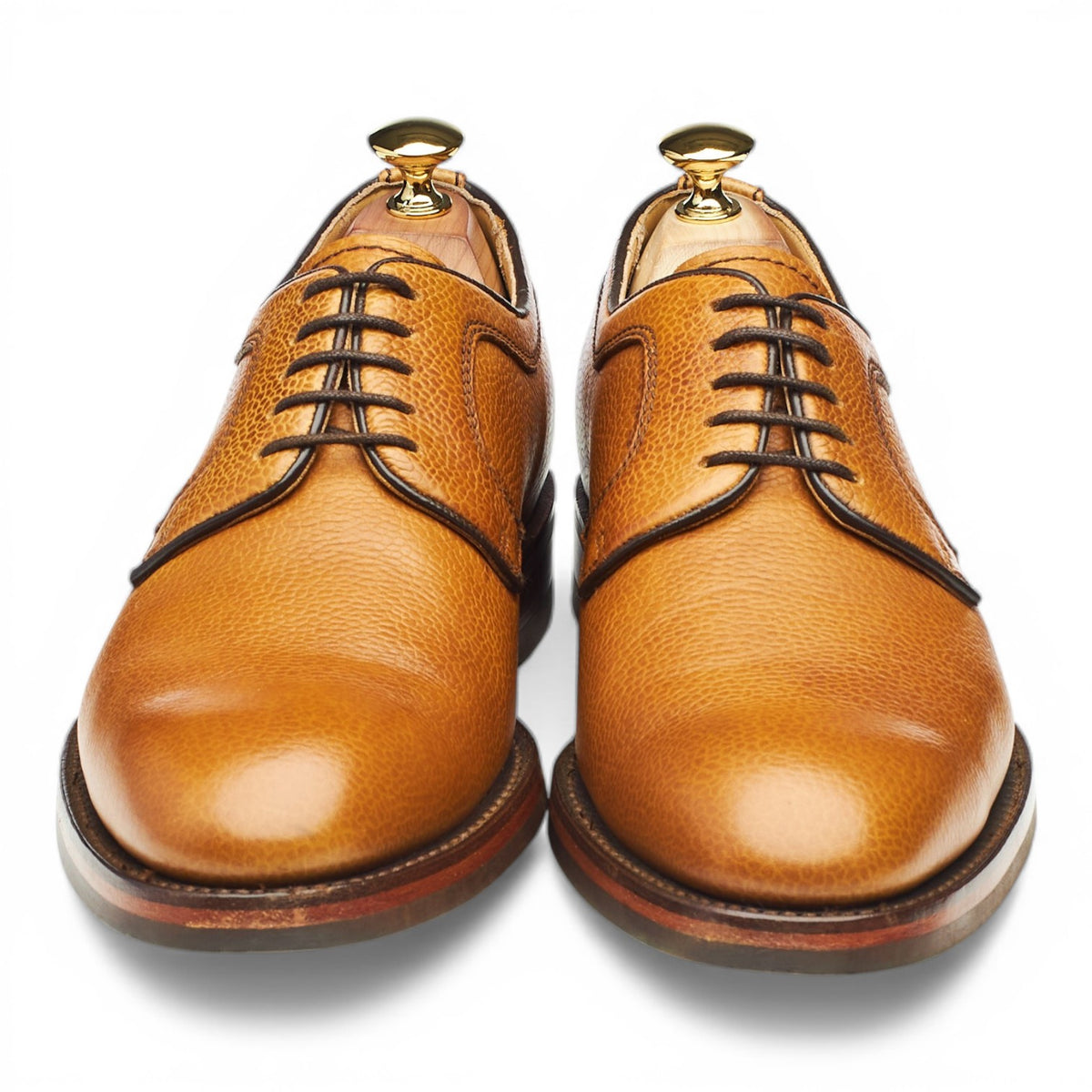 'Skye' Tan Brown Grain Leather Derby UK 7 F