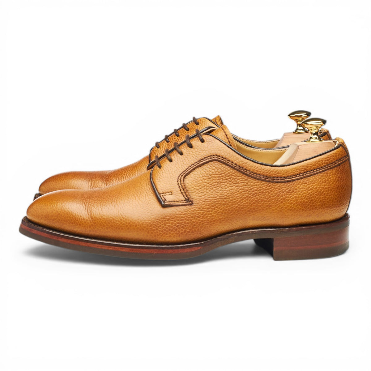 'Skye' Tan Brown Grain Leather Derby UK 7 F