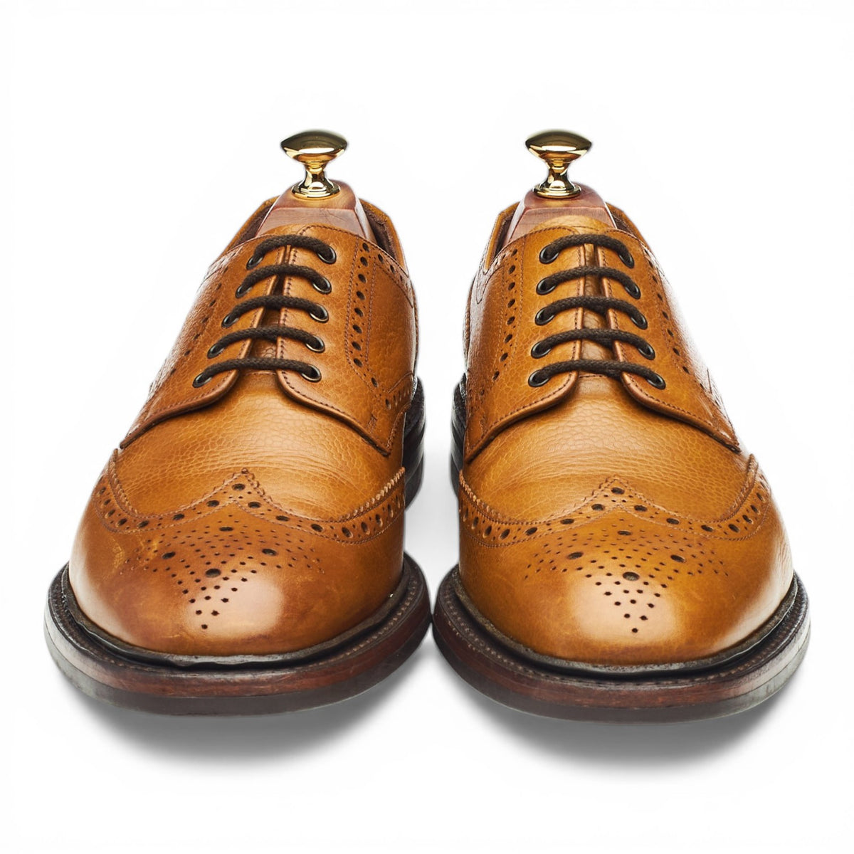1880 'Badminton' Tan Brown Grain Leather Derby Brogues UK 9 G