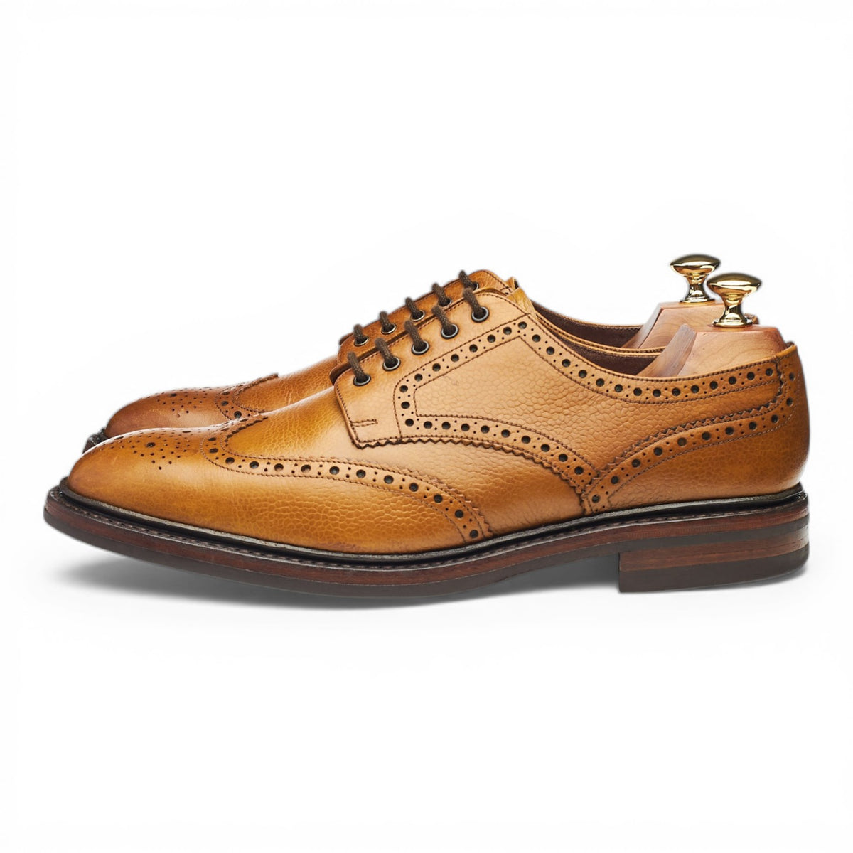 1880 'Badminton' Tan Brown Grain Leather Derby Brogues UK 9 G