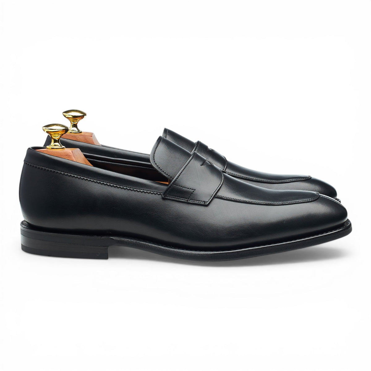 'Parham' Black Leather Split Toe Loafers UK 7 G