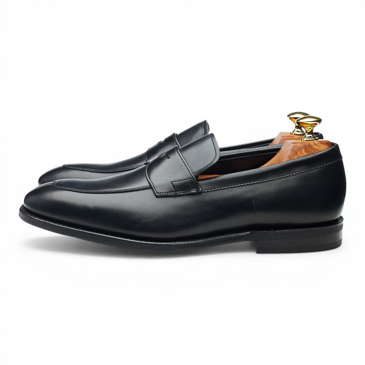 'Parham' Black Leather Split Toe Loafers UK 7 G