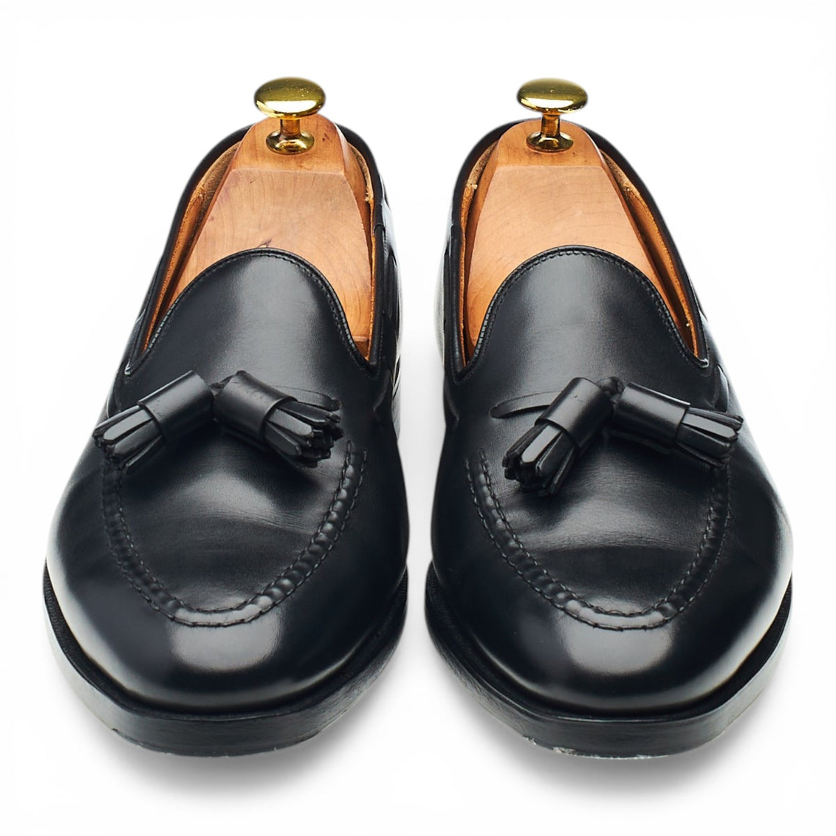 'Adrian' Black Leather Tassel Loafers UK 8.5 E