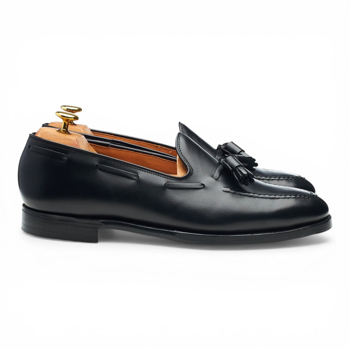 'Adrian' Black Leather Tassel Loafers UK 8.5 E