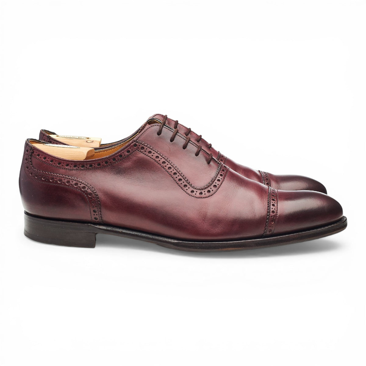 'Fenchurch' Burgundy Leather Oxford Semi Brogues UK 10 F