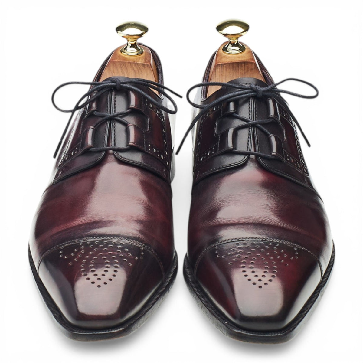 Burgundy Patina Leather Cap Toe Derby UK 7.5