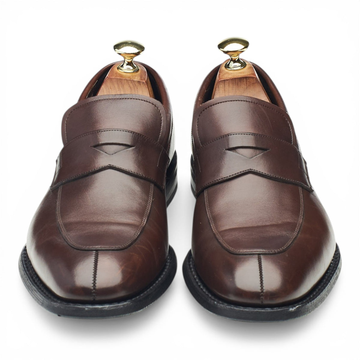'Parham' Dark Brown Leather Split Toe Loafers UK 7.5 F