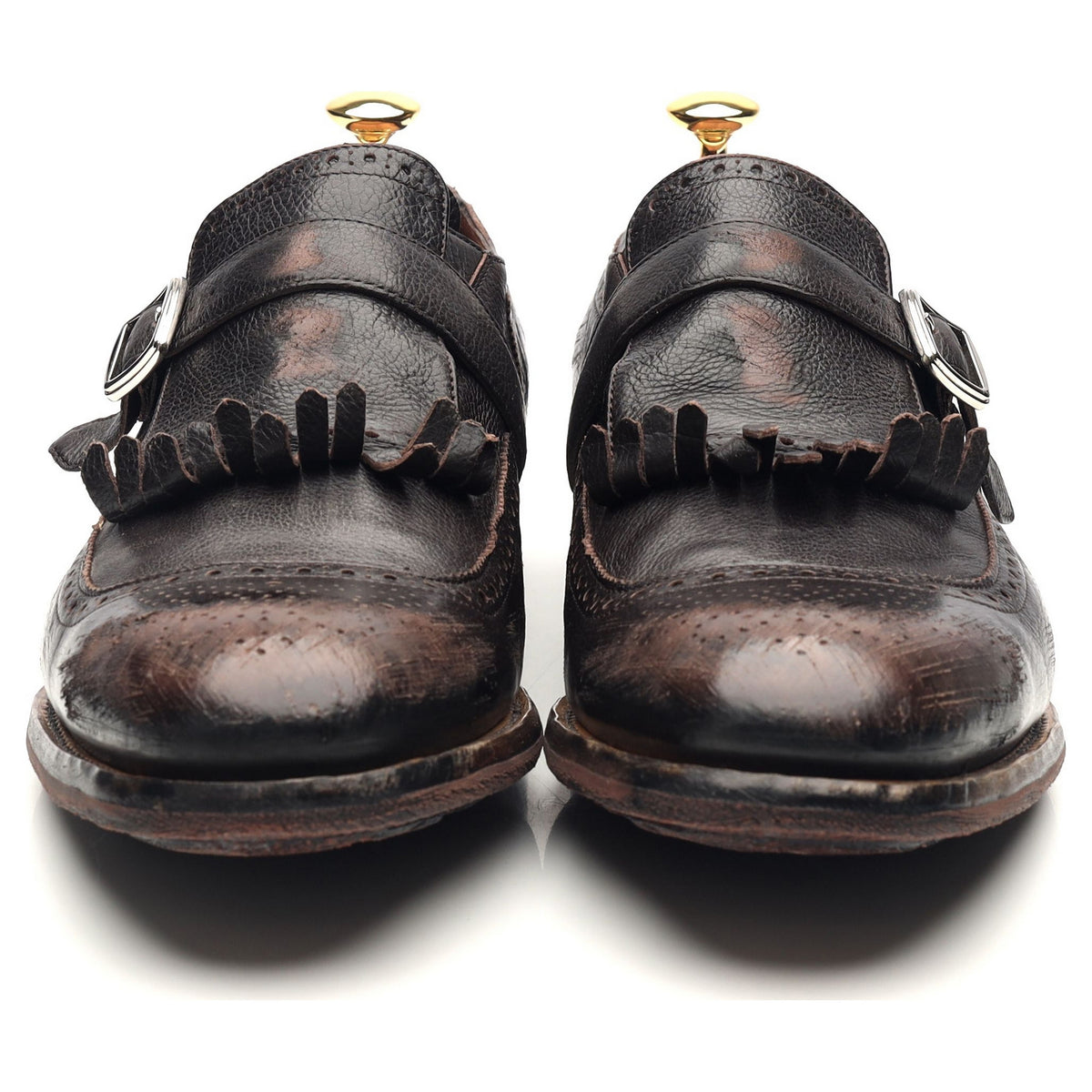 &#39;Shanghai&#39; Dark Brown Leather Monk Strap UK 9.5 F