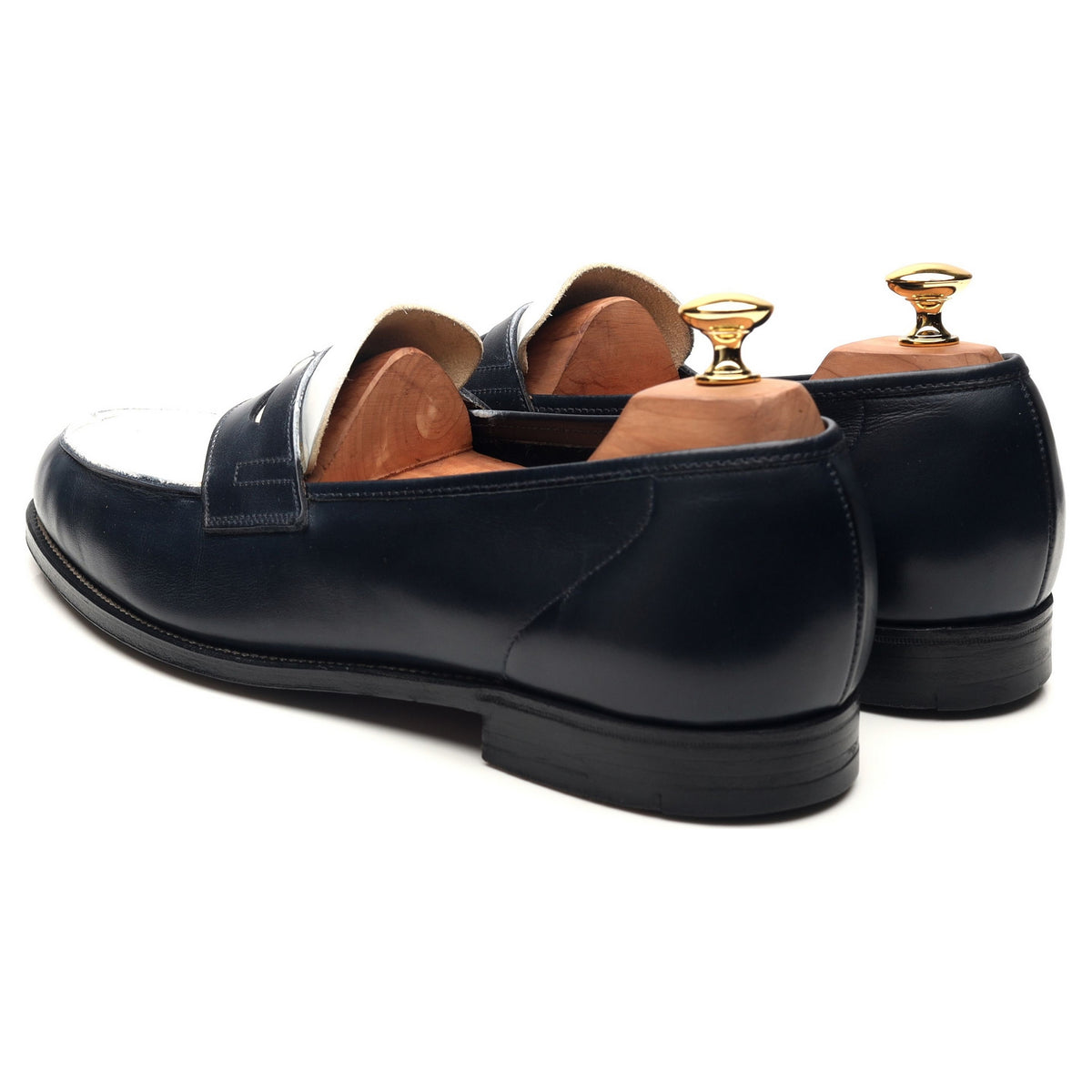 Carvil &#39;Oakham&#39; Navy Blue White Leather Loafers UK 10.5 E