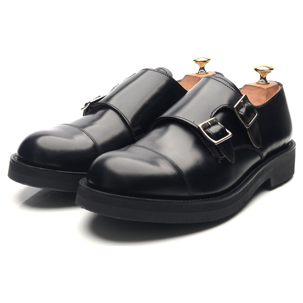 &#39;Diggery&#39; Black Leather Double Monk Strap UK 9 G