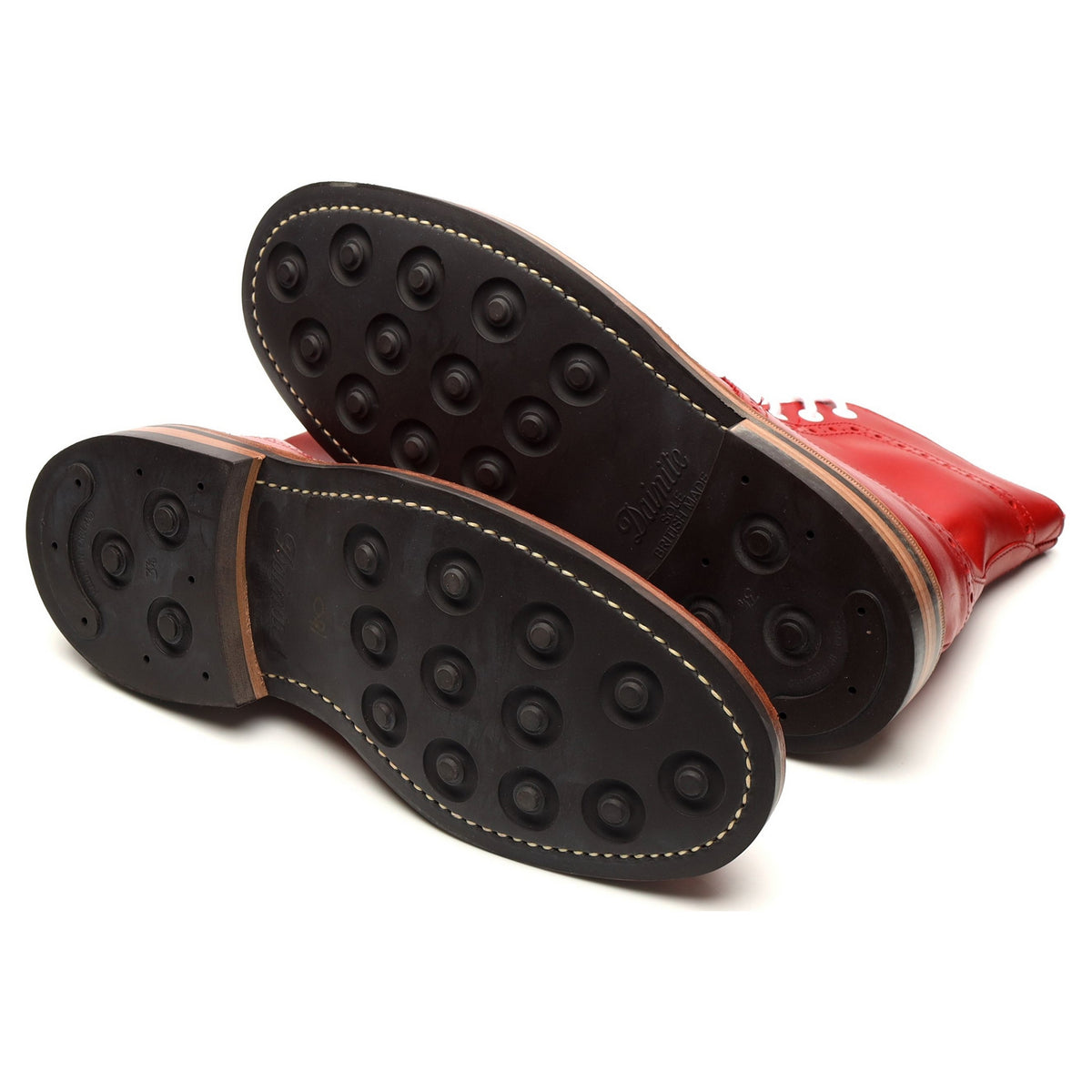 &#39;Stow&#39; Red Leather Boots Brogues UK 7.5