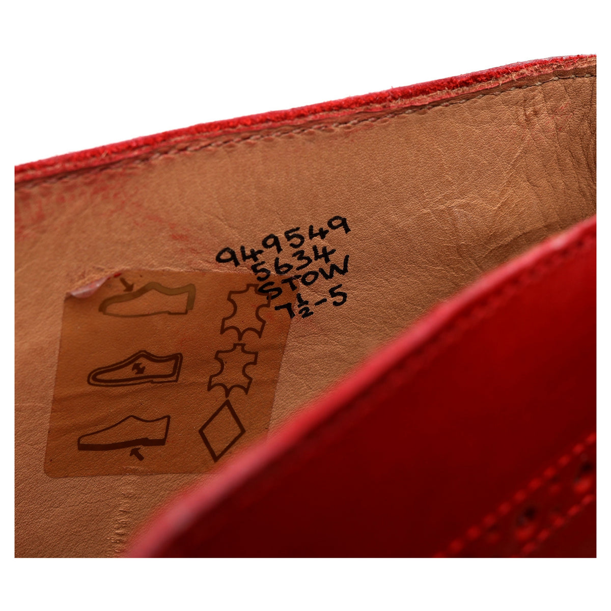 &#39;Stow&#39; Red Leather Boots Brogues UK 7.5