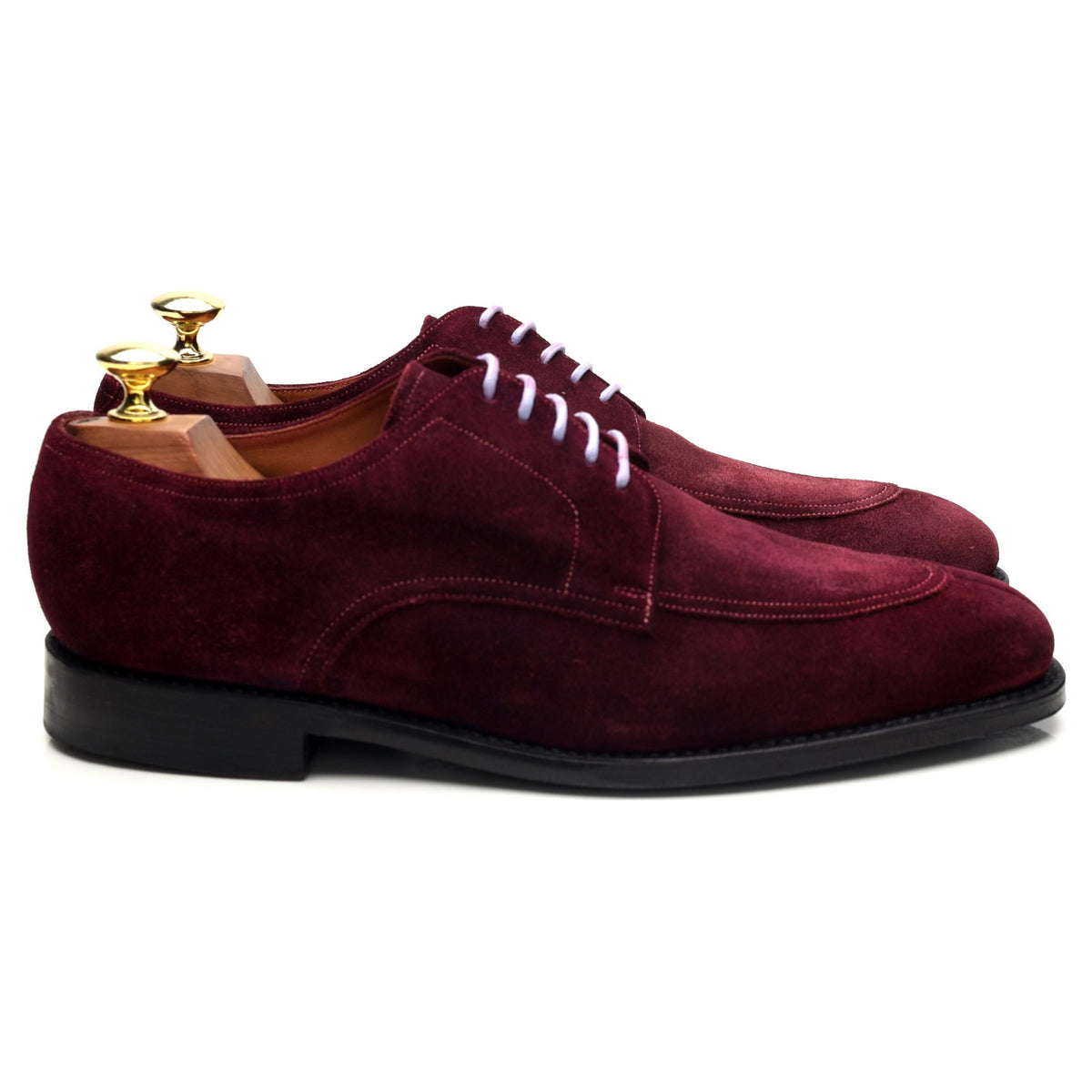 1880 &#39;Ealing&#39; Burgundy Suede Split Toe Derby UK 7.5 F