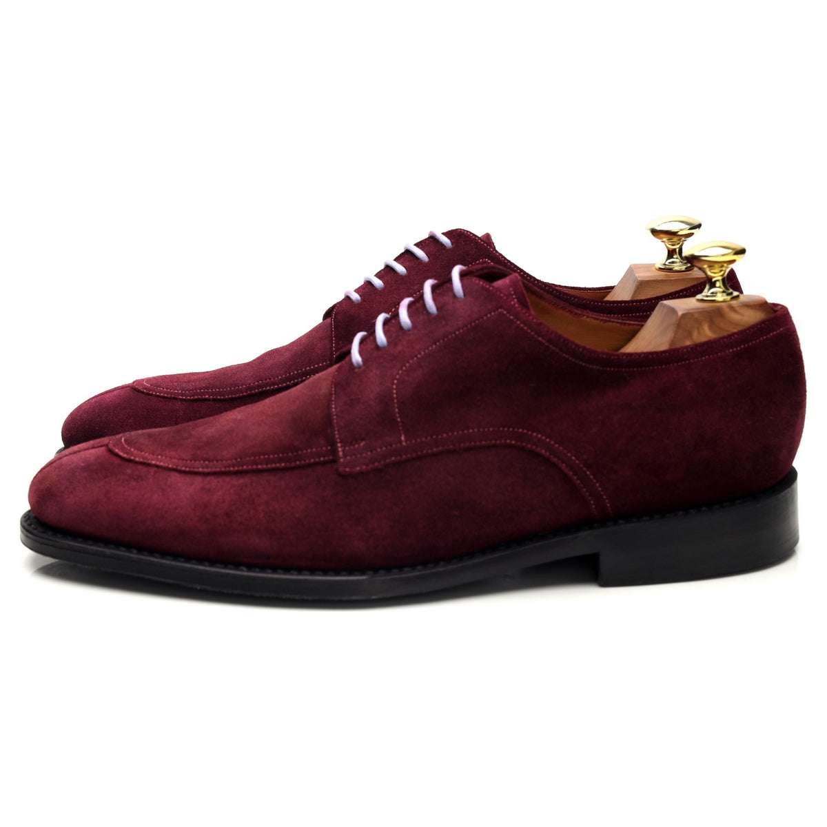 1880 &#39;Ealing&#39; Burgundy Suede Split Toe Derby UK 7.5 F
