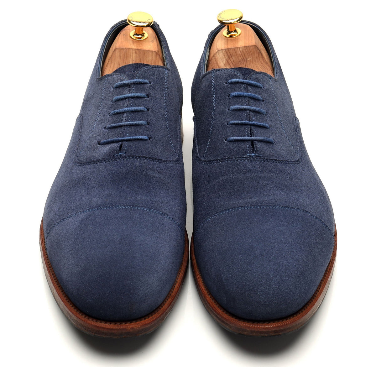 G:One Blue Suede Cap Toe Oxford UK 12 F