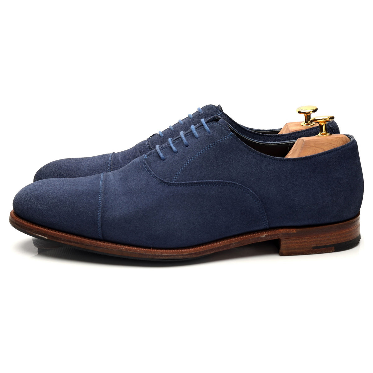 G:One Blue Suede Cap Toe Oxford UK 12 F