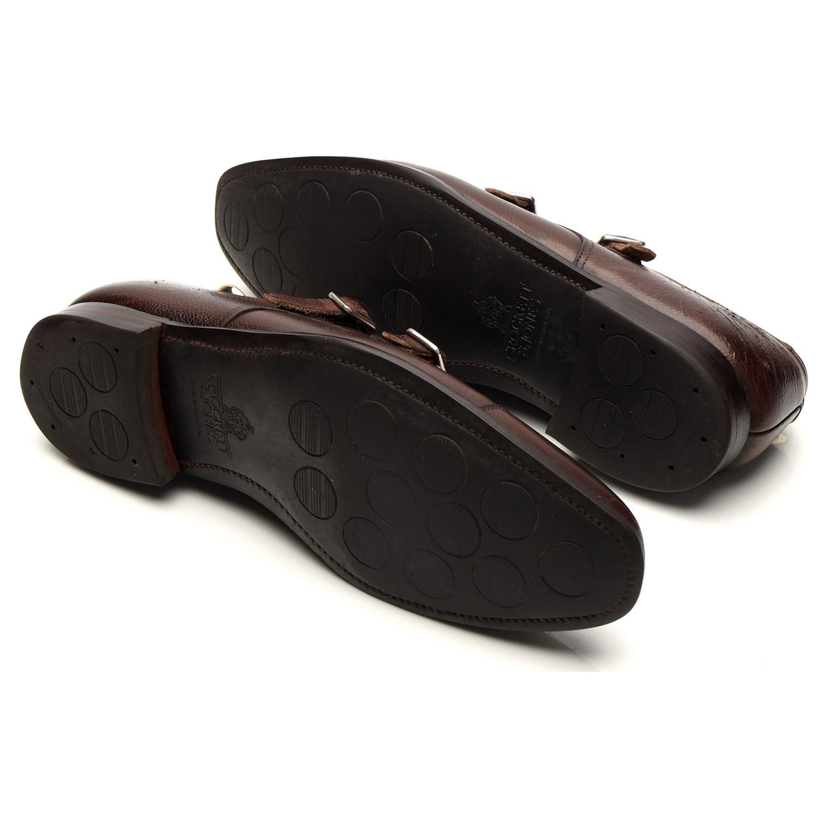 &#39;Lowndes&#39; Dark Brown Grain Leather Double Monk Strap UK 8 E
