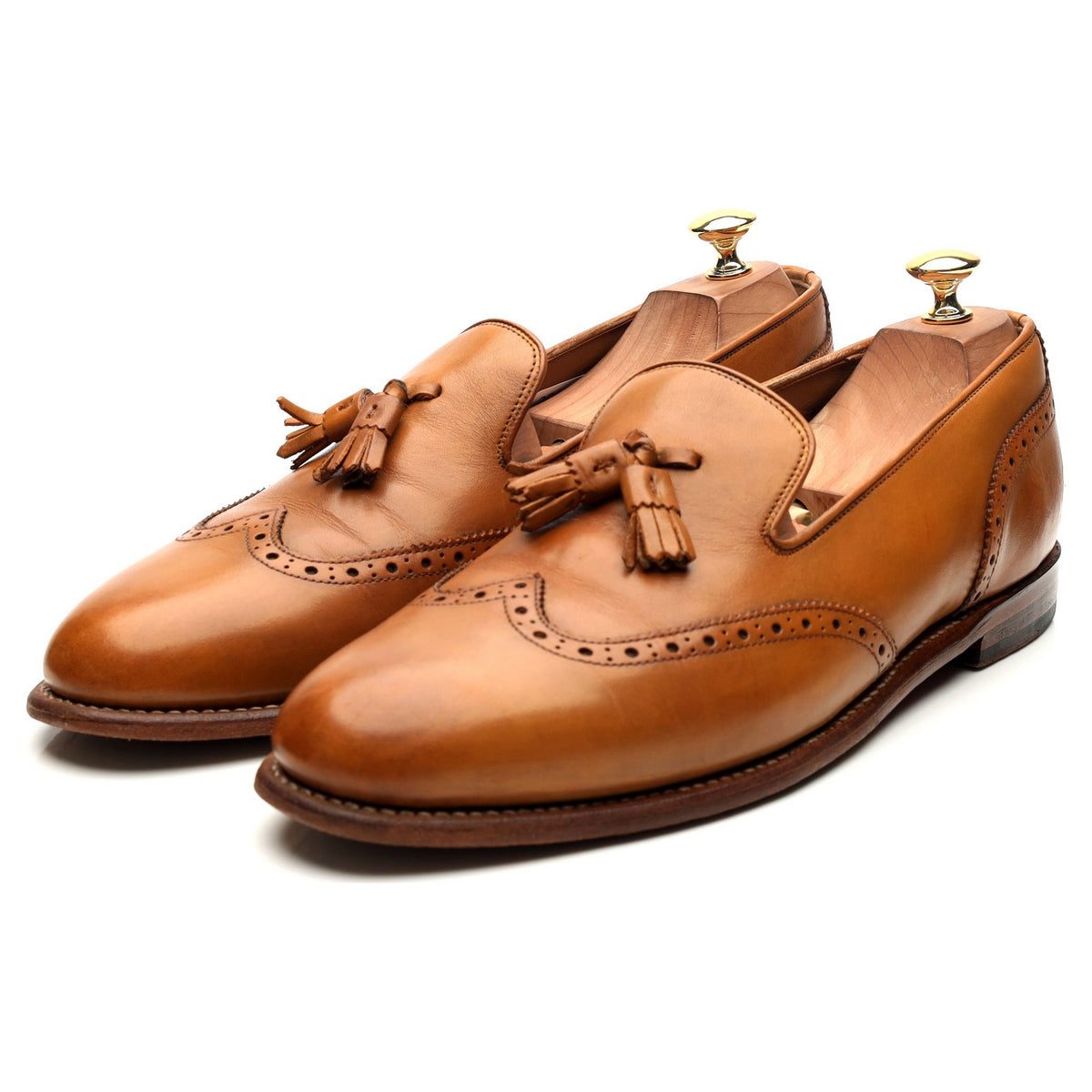 &#39;Monty&#39; Tan Brown Leather Tassel Loafers UK 10.5 E