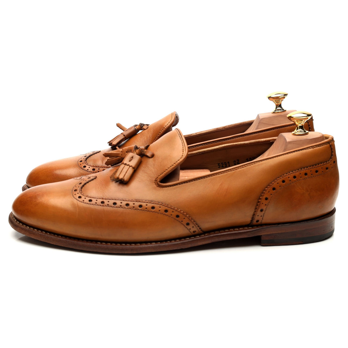 &#39;Monty&#39; Tan Brown Leather Tassel Loafers UK 10.5 E