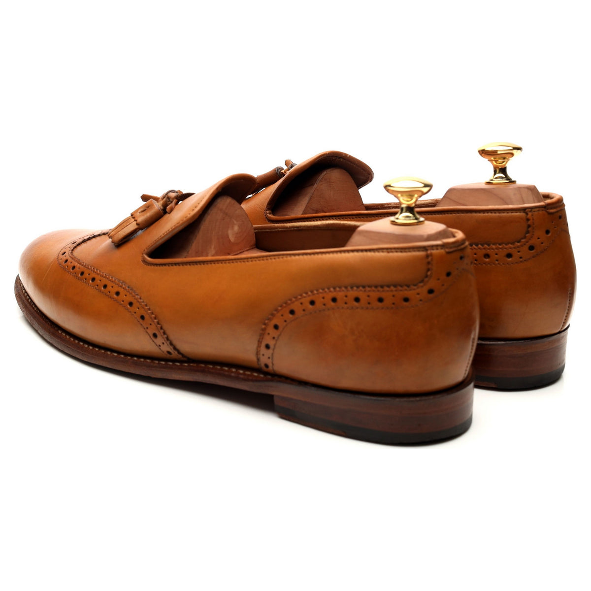 &#39;Monty&#39; Tan Brown Leather Tassel Loafers UK 10.5 E